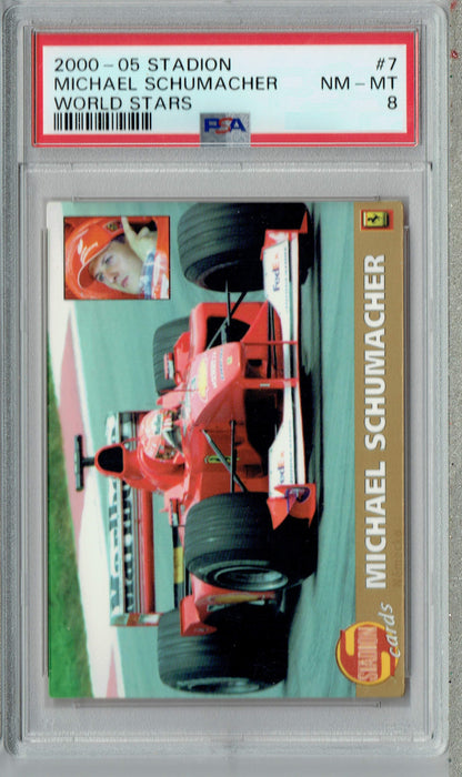 PSA 8 NM-MT Michael Schumacher 2000-05 Stadion #7 Rare Card World Stars Gold SP