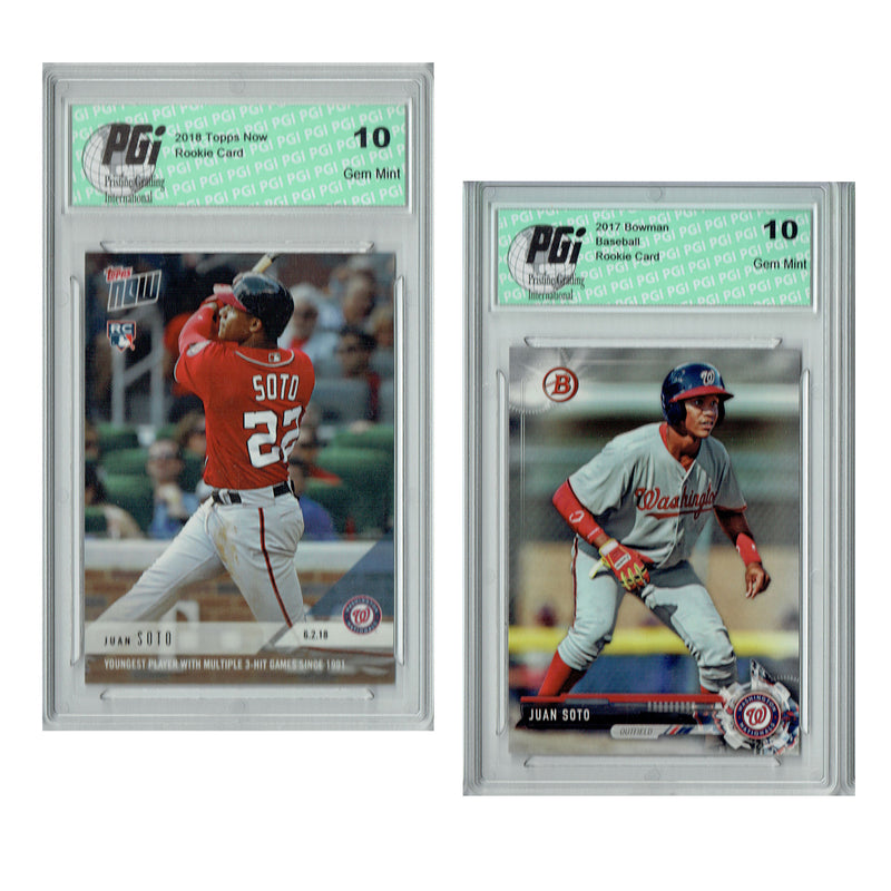 Juan Soto 2018 Topps Now & 2017 Bowman Rookie Card 2-Pack PGI 10
