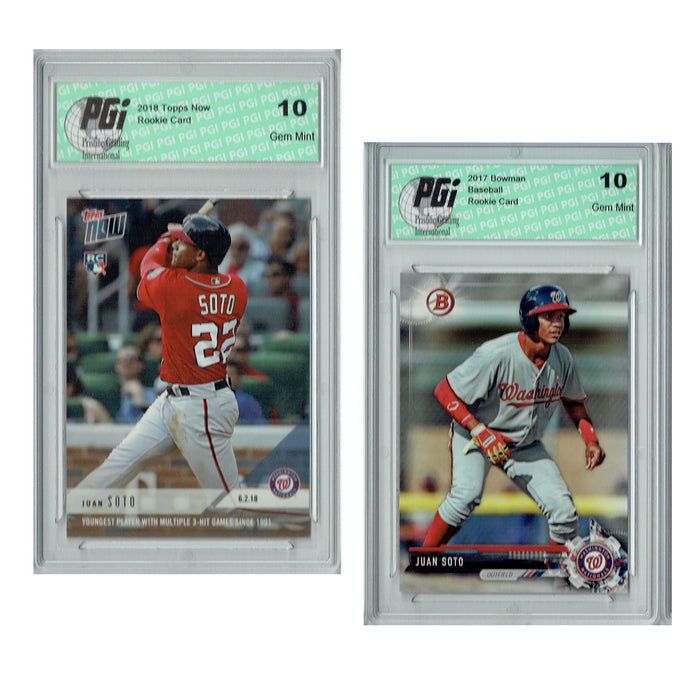 Juan Soto 2018 Topps Now & 2017 Bowman Rookie Card 2-Pack PGI 10 — Rookie  Cards