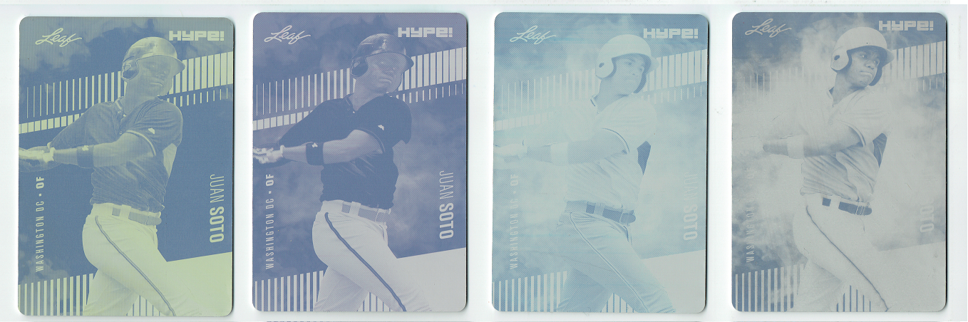Juan Soto 2018 Leaf HYPE! All 4 Rare 1-of-1 Rookie Card Printing Plate Lot SSP