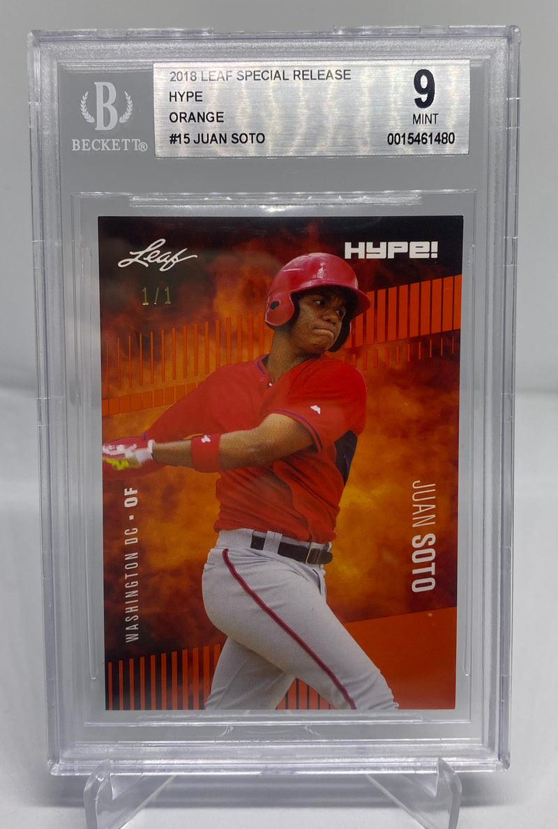 BGS 9 Juan Soto 2018 Leaf HYPE #15 Rookie Card Masterpiece Orange 1 of 1