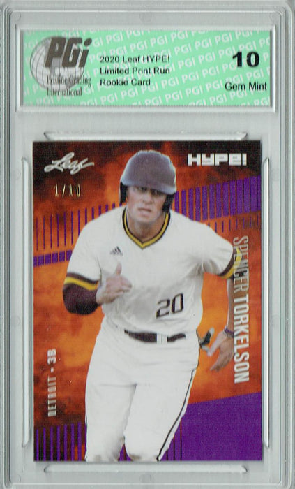 Spencer Torkelson 2020 Leaf HYPE! #41A Purple, The 1 of 10 Rookie Card PGI 10