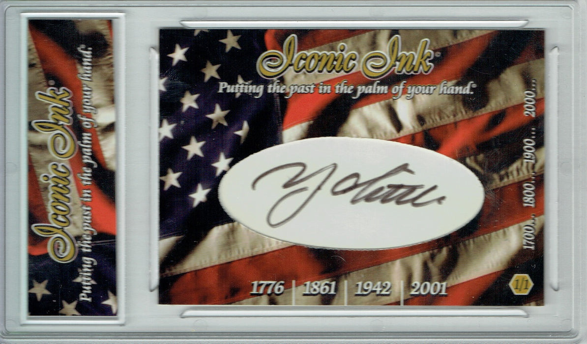 Y.A. Tittle 2017 American Heroes Iconic Ink Signed Cut Auto 1/1 Card JSA