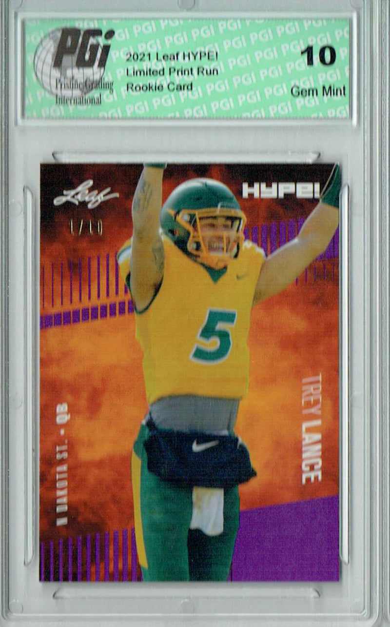 Trey Lance Rookie Card San Francisco PGI 10 Gem Mint Football Trading Card 2021 Leaf HYPE! #51A Purple, The 1 of 10