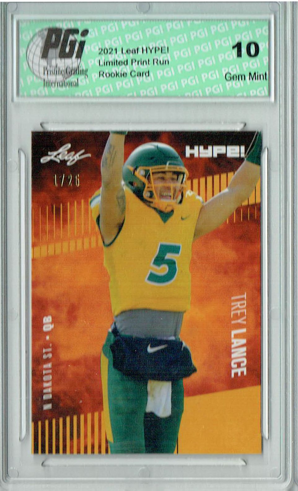 Trey Lance 2021 Leaf HYPE! #51A Gold, The 1 of 25 Rookie Card PGI 10 —  Rookie Cards