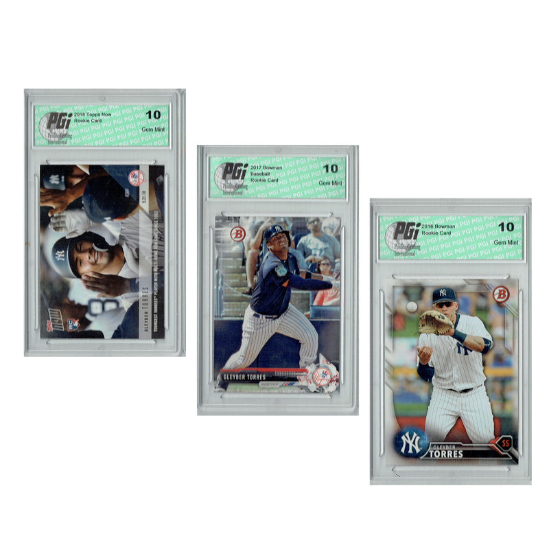 Gleyber Torres Topps Now & Bowman Rookie Card 3-Pack PGI 10
