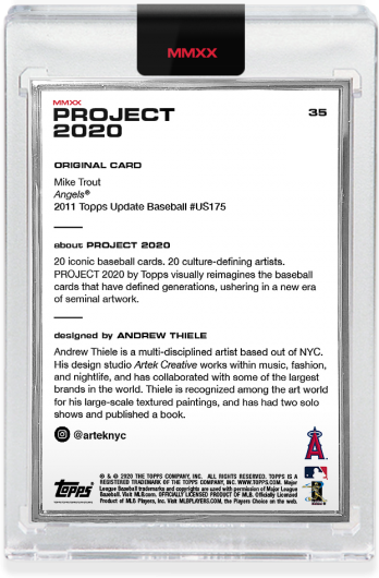Mike Trout 2020 Project 2020 Card #35 w Box Andrew Thiele 13200 Made