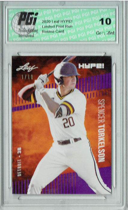 Spencer Torkelson 2020 Leaf HYPE! #41 Purple, The 1 of 10 Rookie Card PGI 10