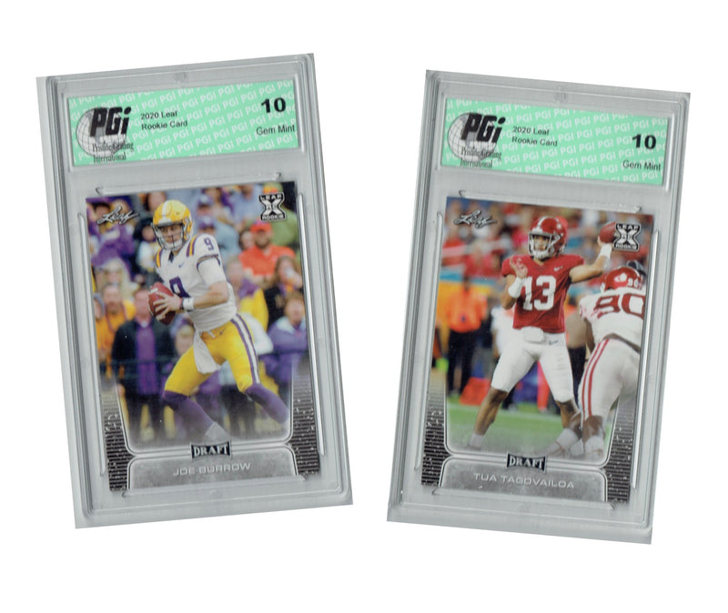 Joe Burrow Rookie Card Cincinnati PGI 10 Gem Mint Football Trading Card 2020 Leaf Draft Football #1 / #2 Gem Mint
