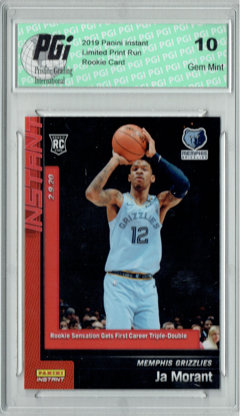 Ja Morant 2019 Panini Instant #86 1st Triple Duble 365 Made Rookie Card PGI 10
