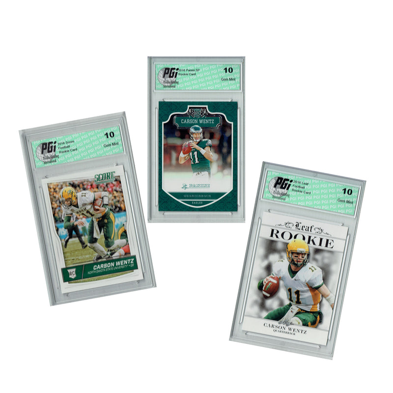 Carson Wentz Rookie Card Philadelphia PGI 10 Gem Mint Football Trading Card 2016 Leaf #335