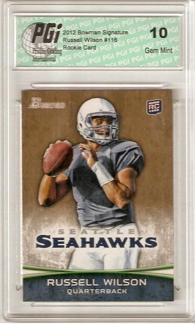 Russell Wilson 2012 Bowman Signature Gold SP #116 Seahawks Rookie Card PGI 10