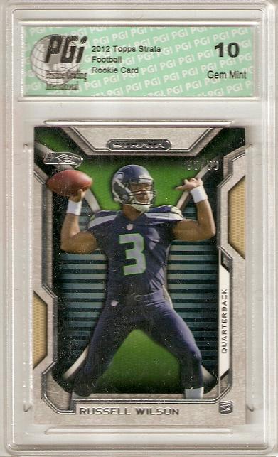 Russell Wilson 2012 Topps Strata Gold SP #90/99 Rookie Card PGI 10
