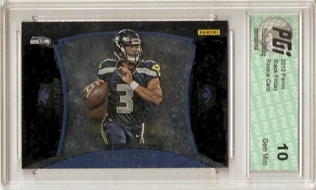 Russell Wilson 2012 Panini Black Friday Only 599 Made Rookie Card PGI 10