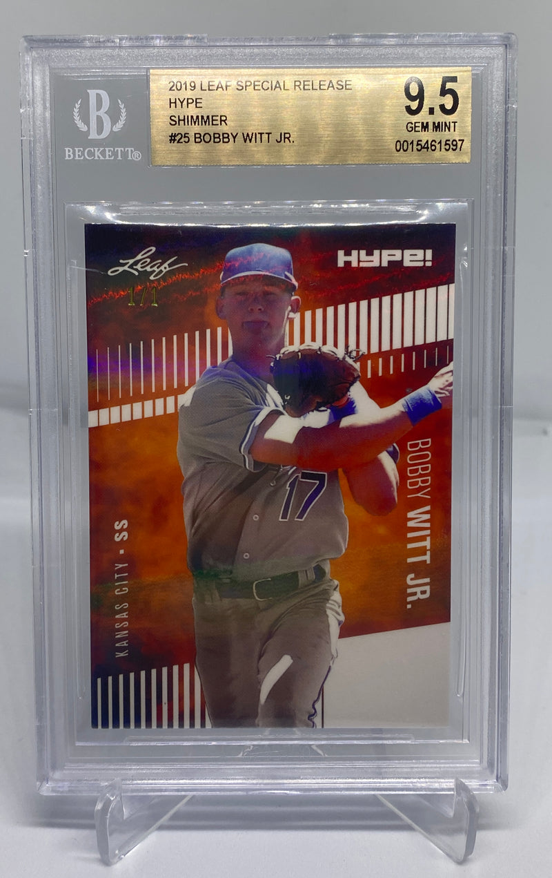 BGS 9.5 Bobby Witt Jr 2019 Leaf HYPE #25 Rookie Card White Shimmer 1 of 1