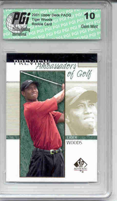 Tiger Woods 2001 Upper Deck SP Auth Rookie Card PGI 10