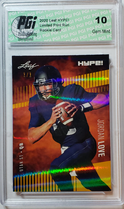 Jordan Love 2020 Leaf HYPE! #33 Gold Shimmer 1/1 Rookie Card PGI 10