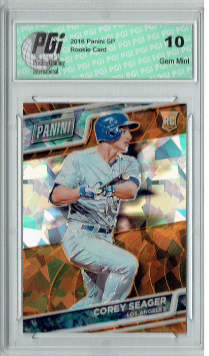Corey Seager 2016 Panini Cracked Ice #65 Only 25 Made Rookie Card PGI 10
