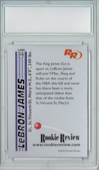 LeBron James 2003 Rookie Review #59 Rookie Card PGI 10 Gem Mint