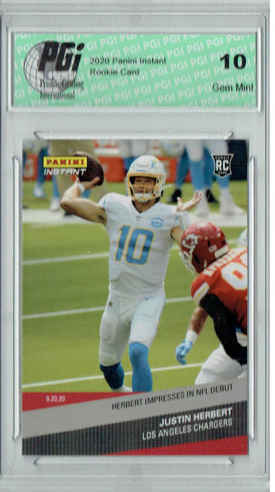 Justin Herbert 2020 Panini Instant #36 Limited to 1,037 Made Rookie Card PGI 10