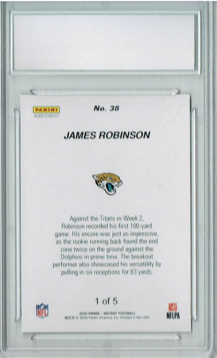 James Robinson 2020 Panini Instant #38 Green SP, The #1 of 5 Rookie Card PGI 10