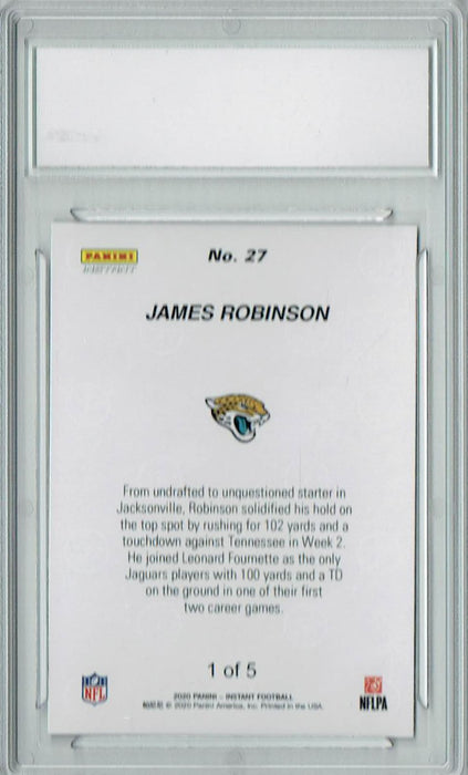 James Robinson 2020 Panini Instant #27 Green SP, The #1 of 5 Rookie Card PGI 10