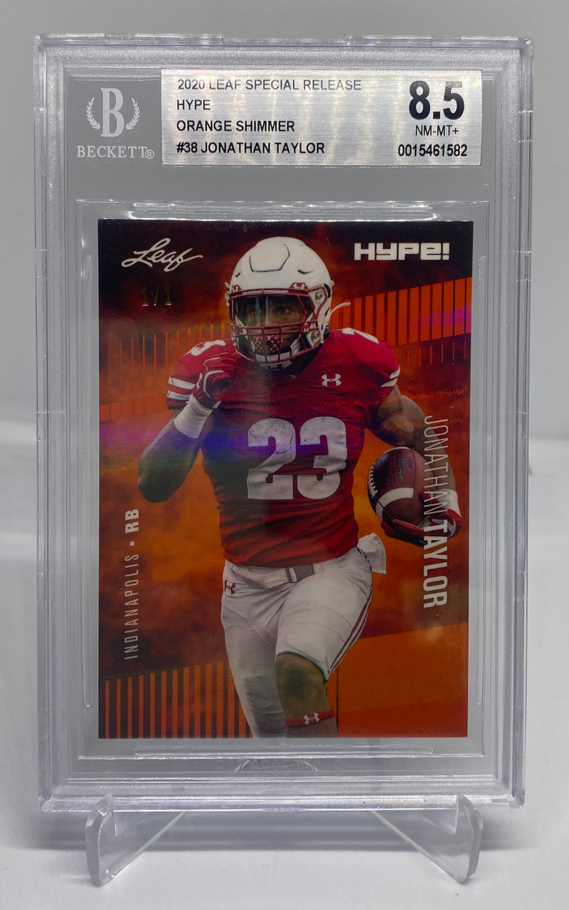 BGS 8.5 Jonathan Taylor 2020 Leaf HYPE #38 Rookie Card Orange Shimmer 1 of 1