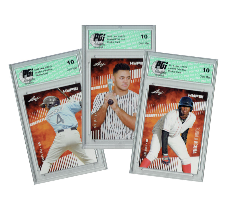 Jasson Dominguez Wander Franco Ronald Acuna Leaf HYPE 3) Rookie Card Lot PGI 10