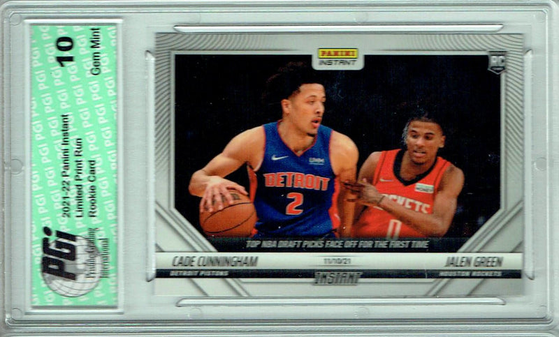 Cade Cunningham & Jalen Green 2021 Panini Instant #32, 1/1073 Rookie Card PGI 10