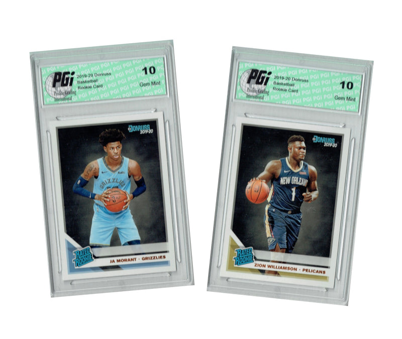 Zion Williamson & Ja Morant 2019 Donruss #201 & 202, TWO Rookie Card Lot PGI 10
