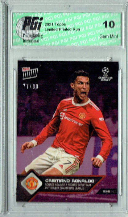 Cristiano Ronaldo 2021 Topps Now #54 Purple SP #77/99 Rare Trading Card PGI 10