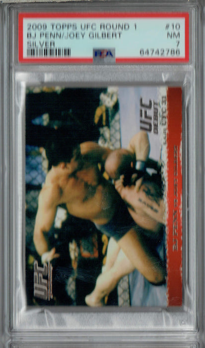 PSA 7 NM BJ Penn 2009 Topps UFC Round 1 #10 Rookie Card Silver SP 288 Made!