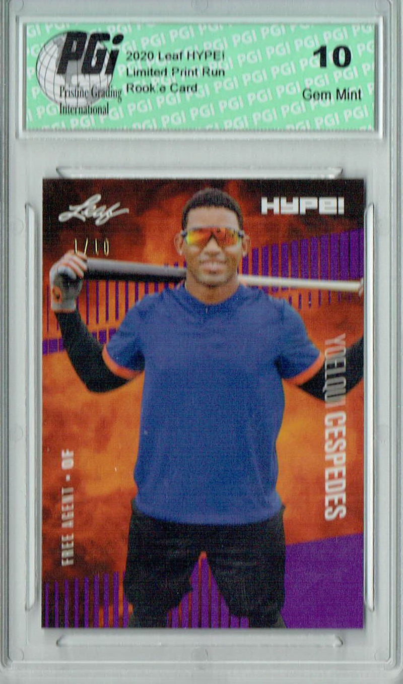 Yoelqui Cespedes 2020 Leaf HYPE! #42 Purple, The 1 of 10 Rookie Card PGI 10