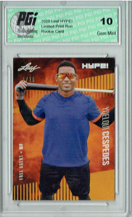 Yoelqui Cespedes 2020 Leaf HYPE! #42 Gold, The 1 of 25 Rookie Card PGI 10