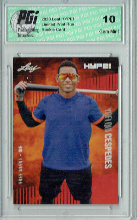 Yoelqui Cespedes 2020 Leaf HYPE! #42 Red, The 1 of 5 Rookie Card PGI 10