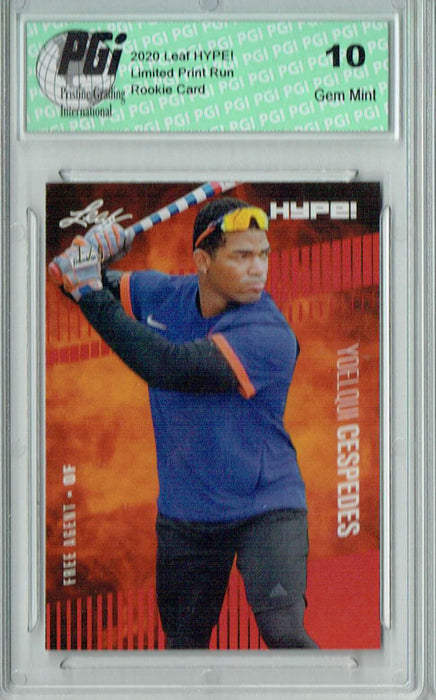 Yoelqui Cespedes 2020 Leaf HYPE! #42A Red, The 1 of 5 Rookie Card PGI 10