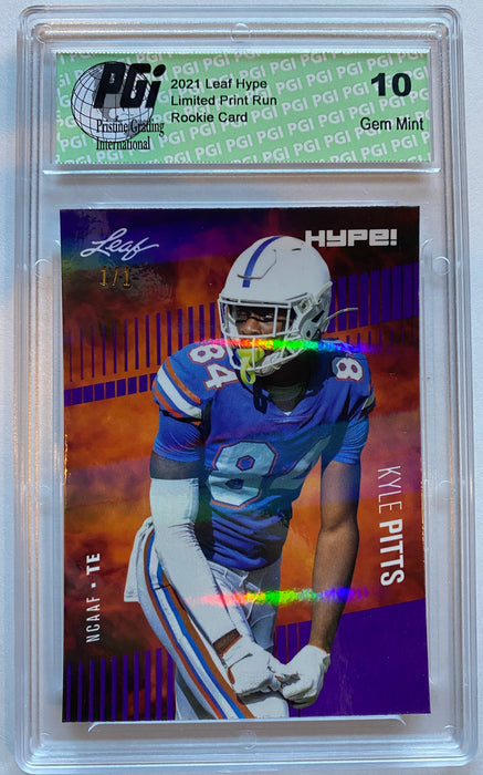 Kyle Pitts 2021 Leaf HYPE! #57 Purple Shimmer 1/1 Rookie Card PGI 10